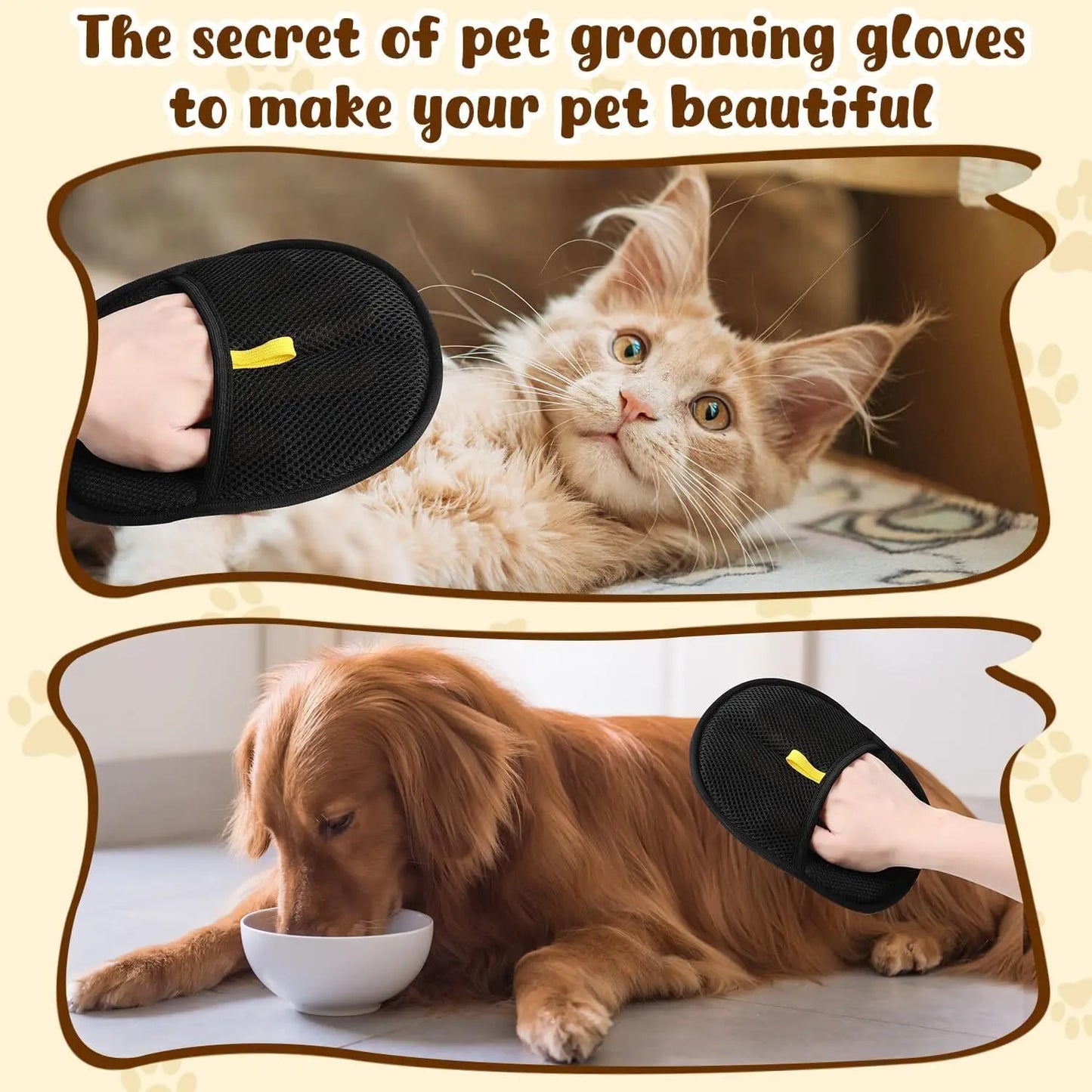Gant Retrait de Poils Double Face pour Chats et Chiens - Soins et Nettoyage | PawHope